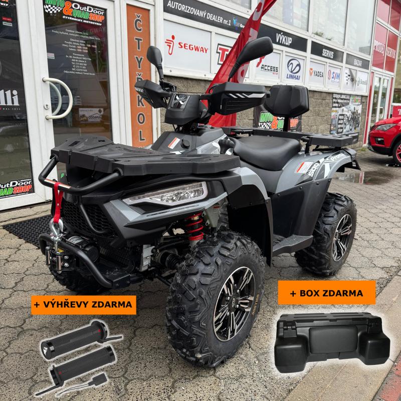 ZDARMA výhřevy rukojetí a zadní kufr s kapacitou 81l ke čtyřkolkám Linhai