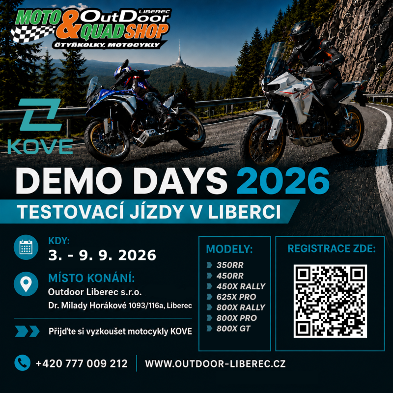 KOVE DEMO DAYS - Přijďte si k nám vyzkoušet motocykly KOVE !
